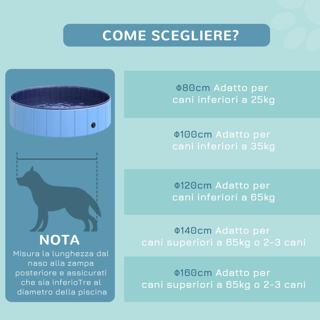 Piscina per Cani Pieghevole in Plastica ¨C zephmum ¨C Blu 120x30 cm