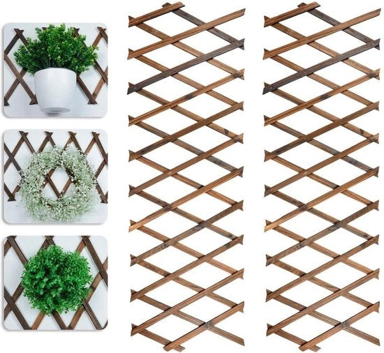 Trellis per piante espandibile - 2 pannelli divisorio in legno - recinzione per piante 190 x 30 cm - sostegno per piante in legno - duraturo e robusto - sostegno per piante decorativo per piante rampicanti - modello Klimrek