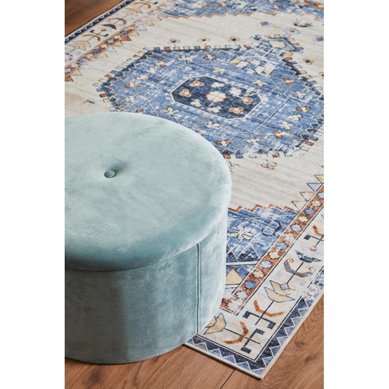 Set di 2 Pouf Contenitore Pieghevole Olimpia Velluto Turchese 56x34