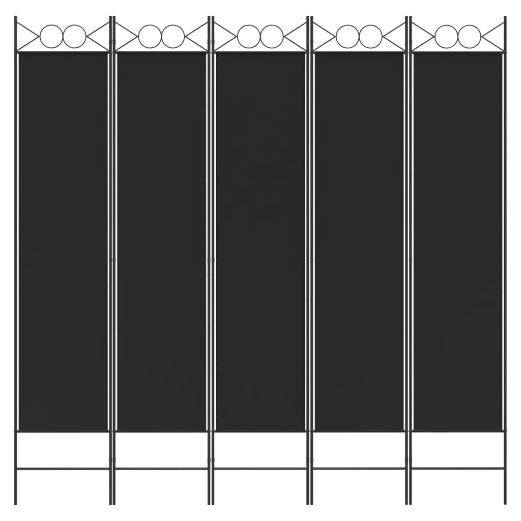 Divisorio 5 Pannelli Nero 200x200 cm Tessutocod mxl 126798