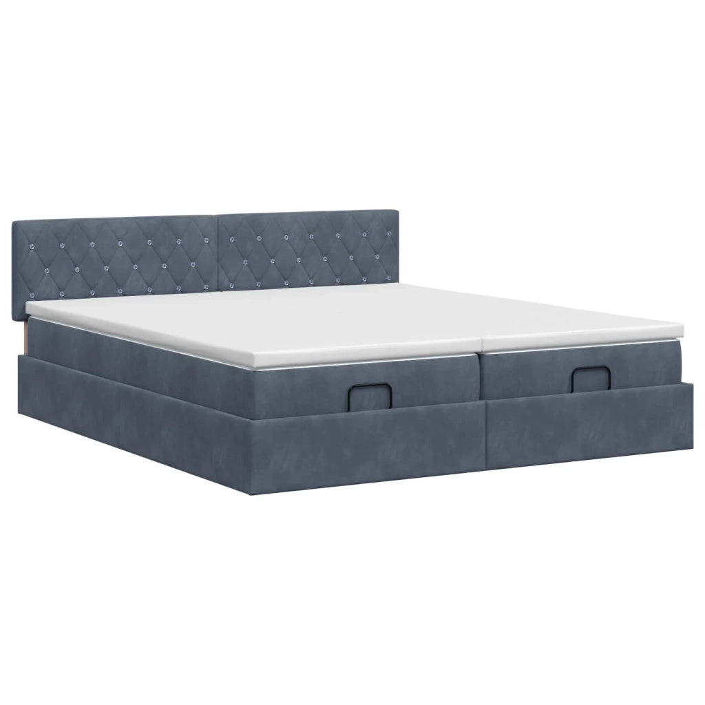 Letto ottomano con materasso 2 pcs Grigio Scuro Velluto 3456733