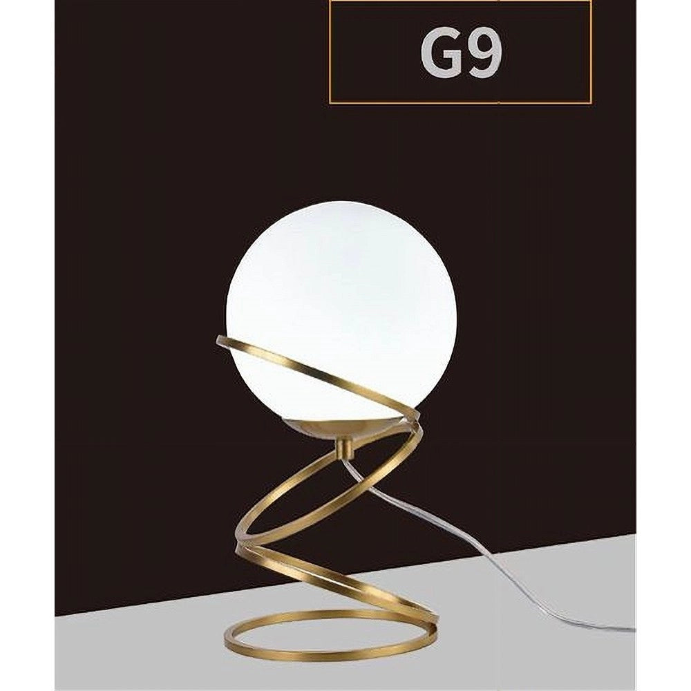 Trade Shop - Lampada Da Tavolo Minimalista Lume In Metallo Bronzo Con Sfera In Vetro G9 D31 -