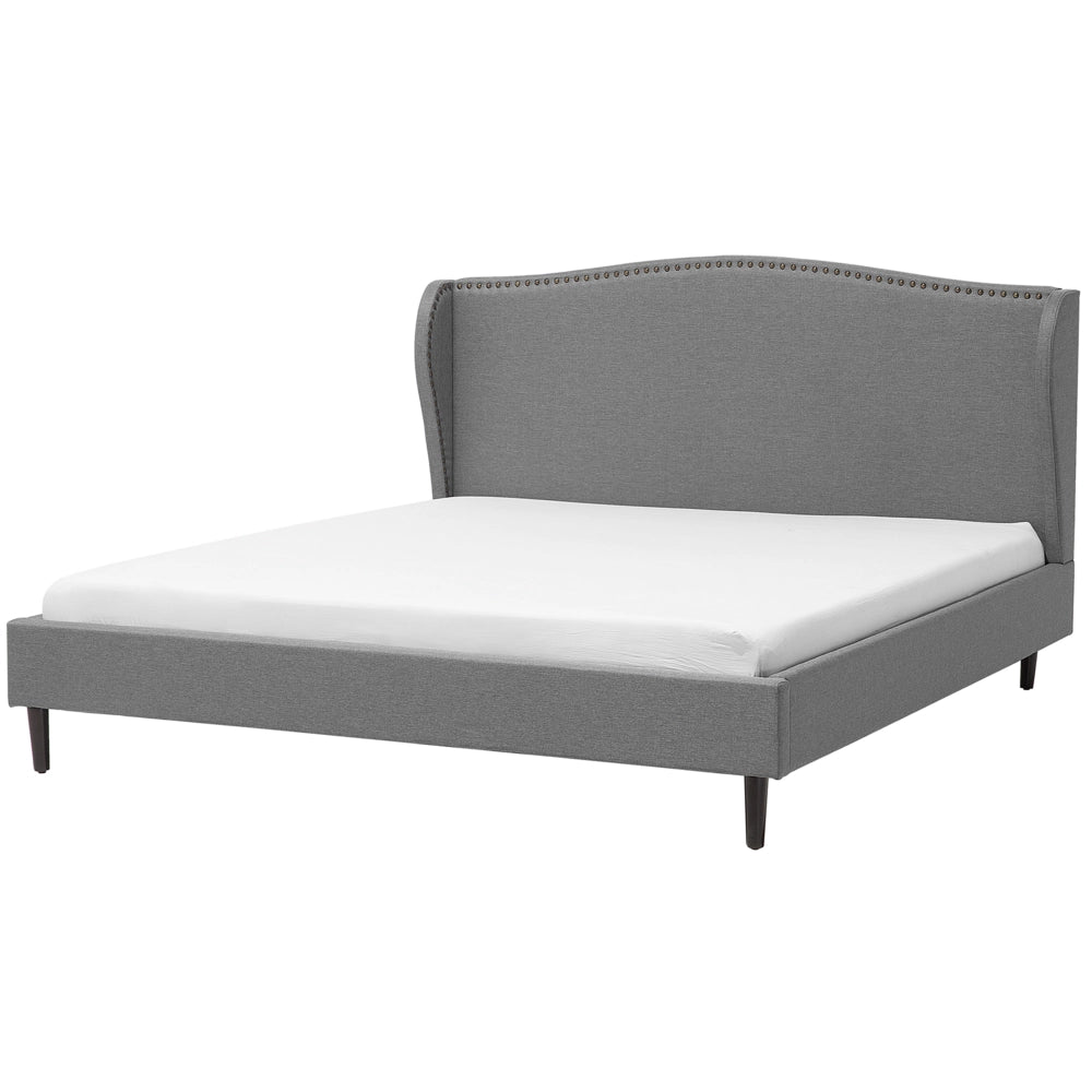 Letto Imbottito Velluto colore Grigio a Doghe Testiera Trapuntata 180 x 200 cm stile tradizionale classico