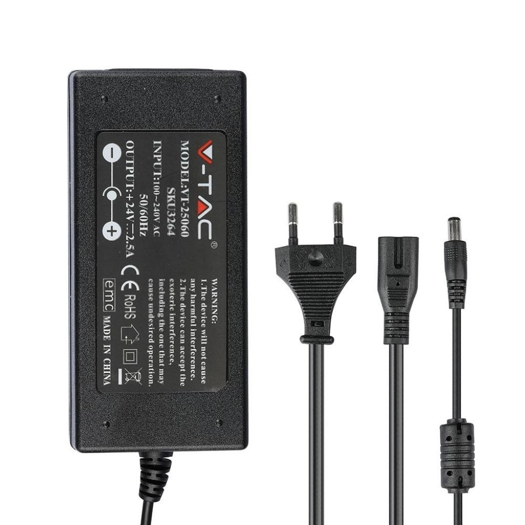 Alimentatore LED Power Supply - 60W 24V 2.5A IP44 Plastic - V-TAC