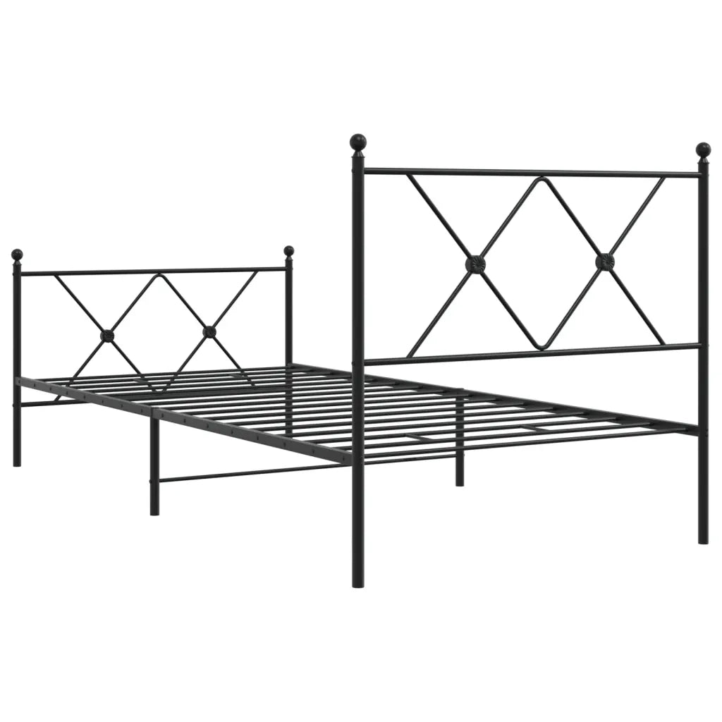Giroletto con Testiera e Pediera-Struttura Letto Metallo Nero 90x200 cm 343557