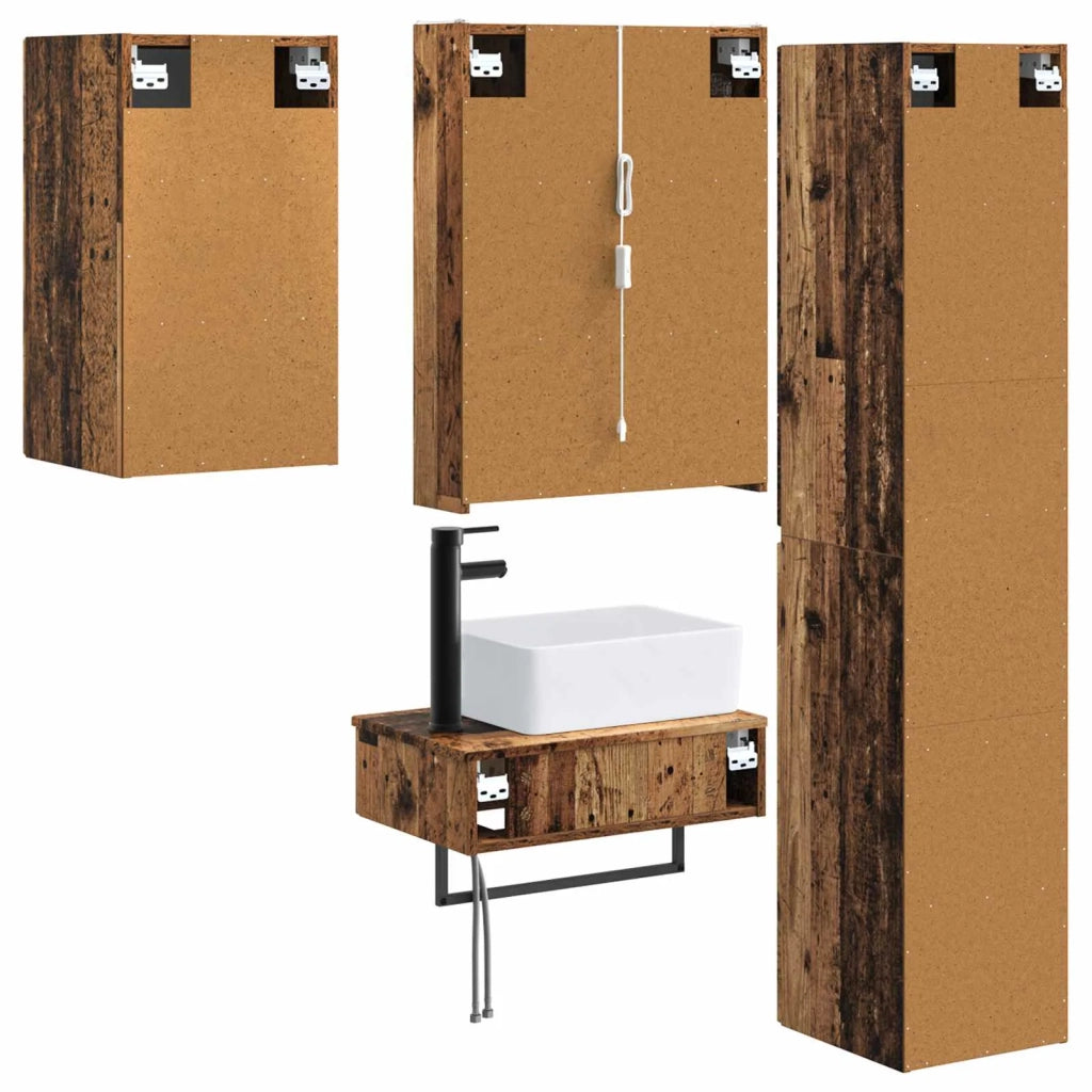 Set di mobili per il bagno 5 pcs Legno antico 3407285