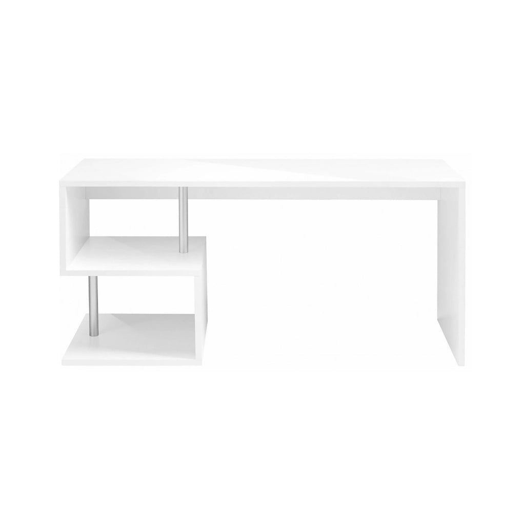Atemis, Scrivania Modulabile Made in Italy, 140x60x78h cm Bianco Lucido