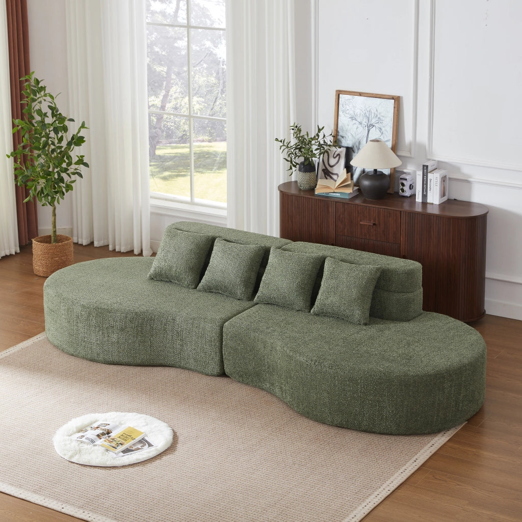 Divano Modulare 310 cm ¨C MINIMAL ¨C Tessuto Teddyfleece, Schiuma Memory, Moderno
