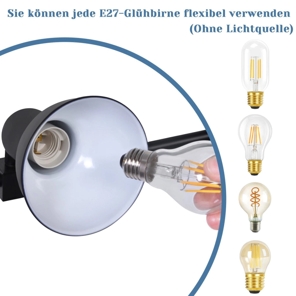 ZMH Applique da parete nera per interni Con interruttore E27 faretto da parete vintage industriale senza lampadina