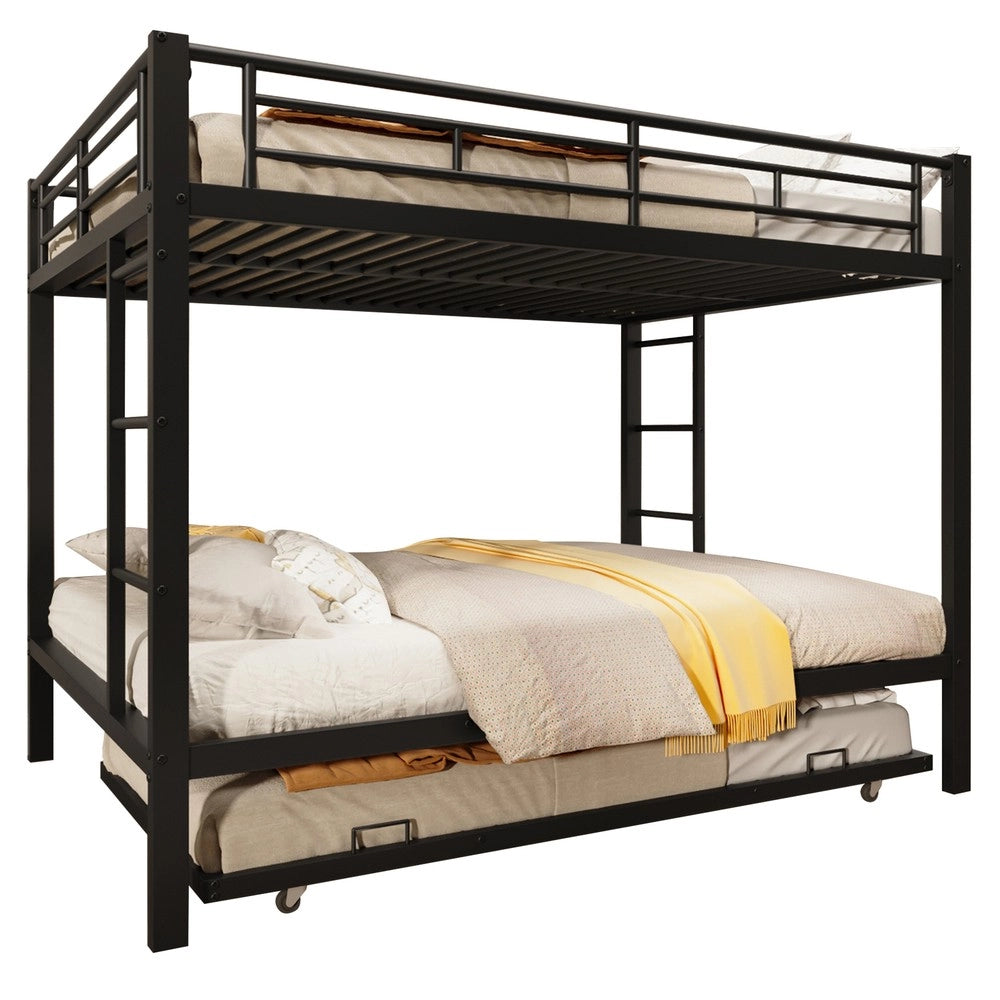 Letto a Castello con Letto Estraibile ¨C MINIMAL ¨C Metallo Nero 140x200