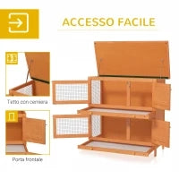 Gabbia a Due Piani per Conigli, Conigliera da Esterno in Legno di Abete, 90x45x90 cm, Legno e Verde