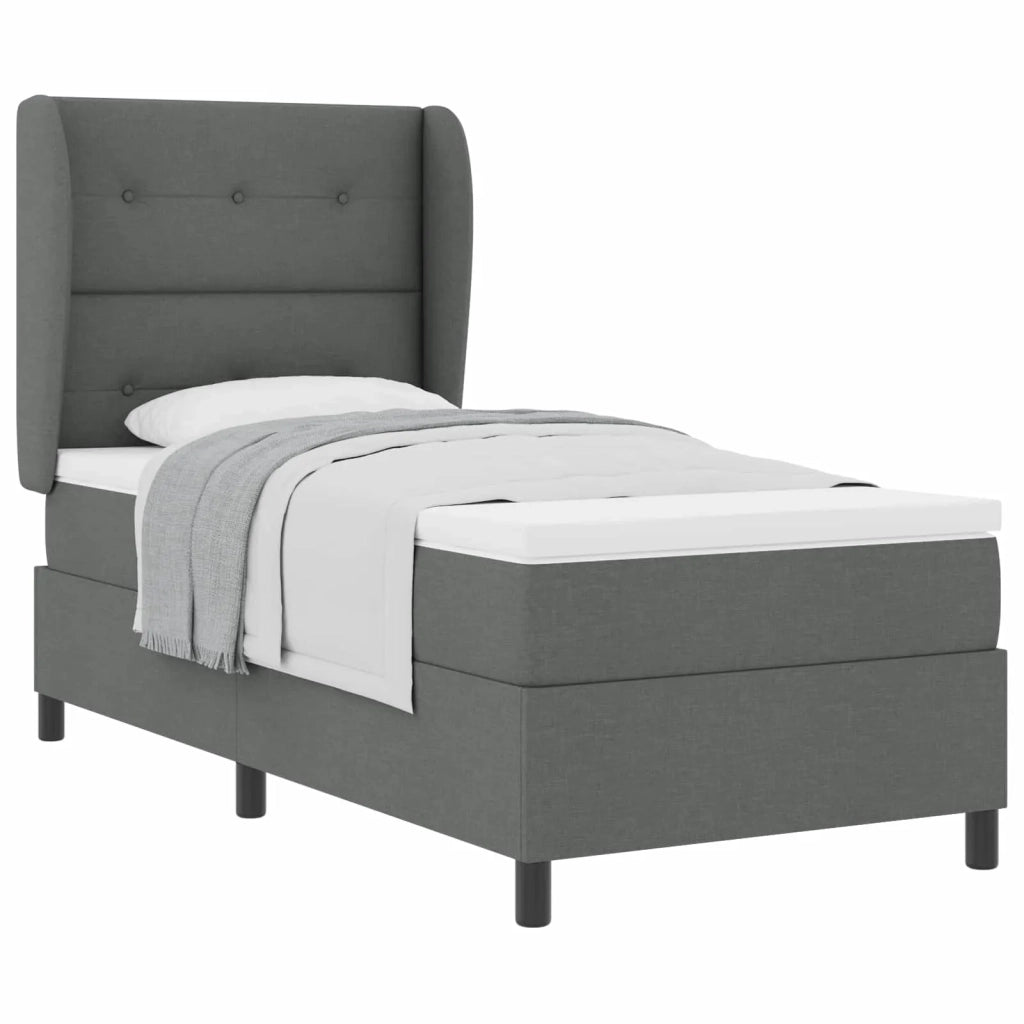 Letto a molle con materasso Grigio scuro 100 x 200 cm Tessuto 3340551