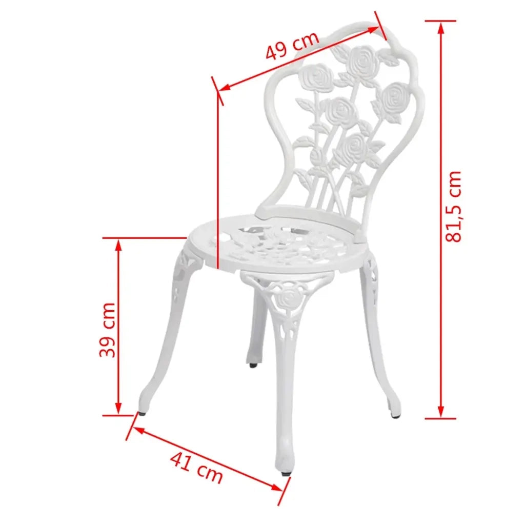 Sedie da Bistrot 2 pz in Alluminio Pressofuso Bianche 43176