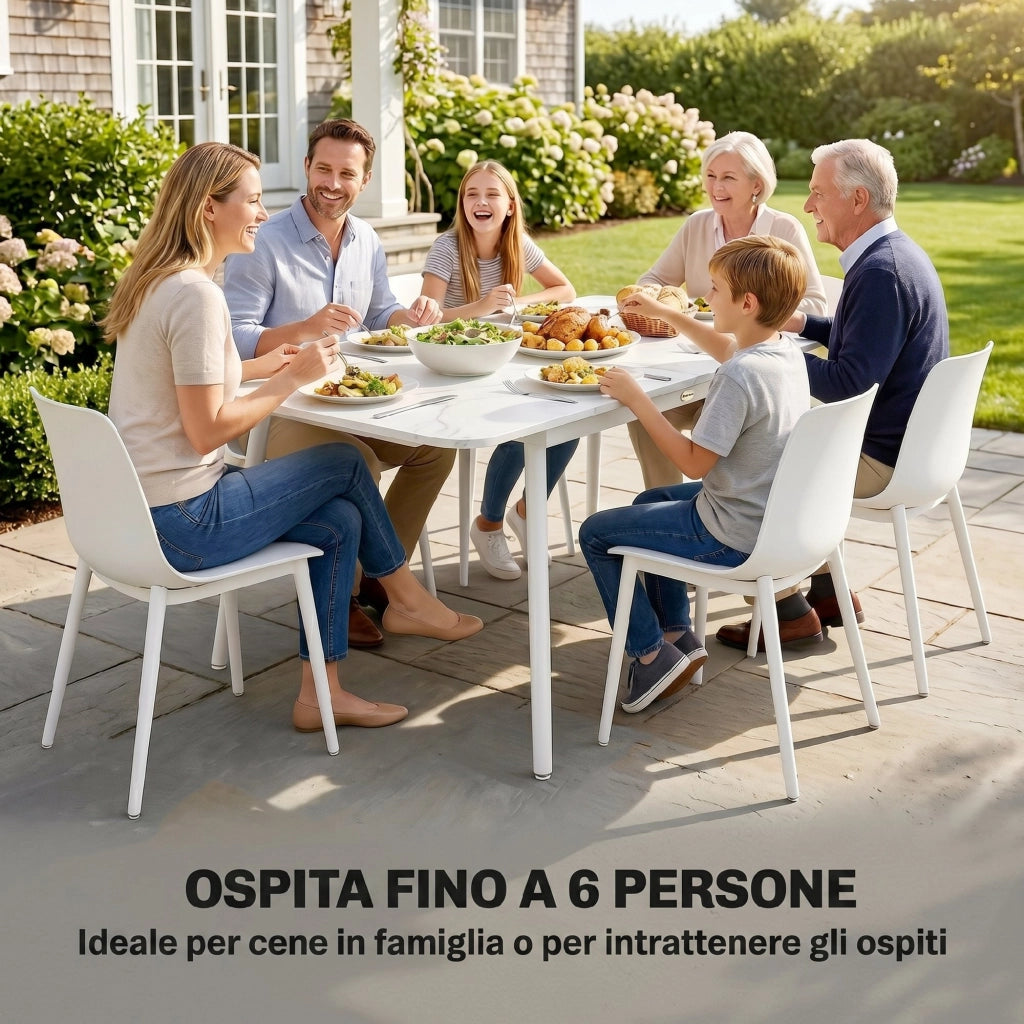 Tavolo da Giardino per 6 Persone, Rettangolare 140x80 cm con Piano in WPC