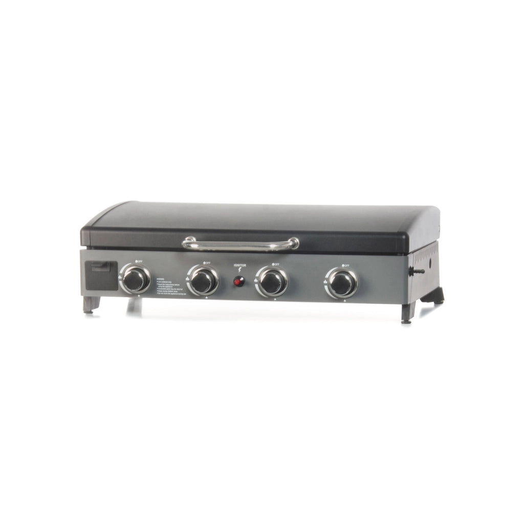 Piastra di Cottura Plancha a Gas 140x54,5x96 cm Potenza 10 kW con Coperchio in Acciaio Nero