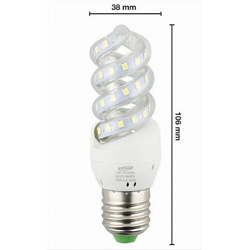 Trade Shop - Lampadina Led Spirale Attacco E27 7watt Luce 6500k 3000k 4000k Illuminazione S02 - -bianco Caldo      -