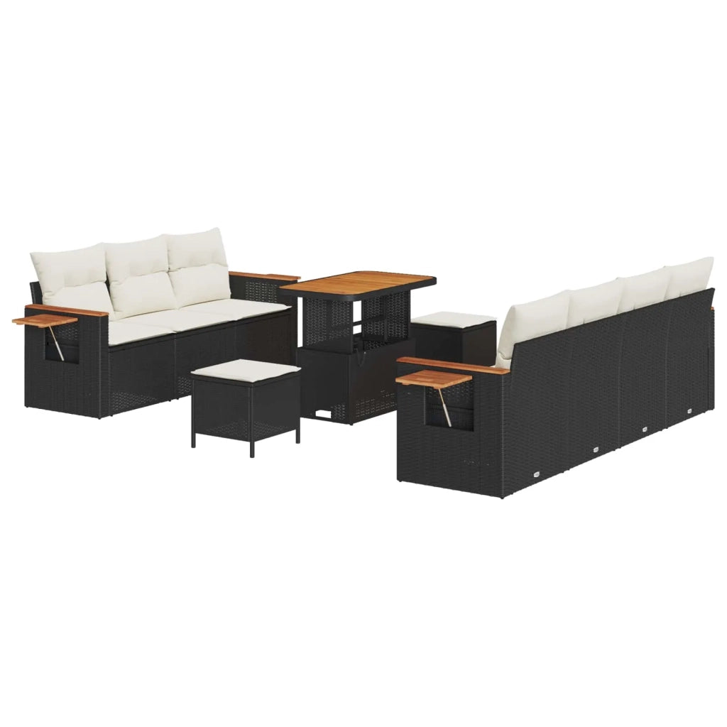 Set Divano da Giardino 10 pcs Nero polyrattan 3363010