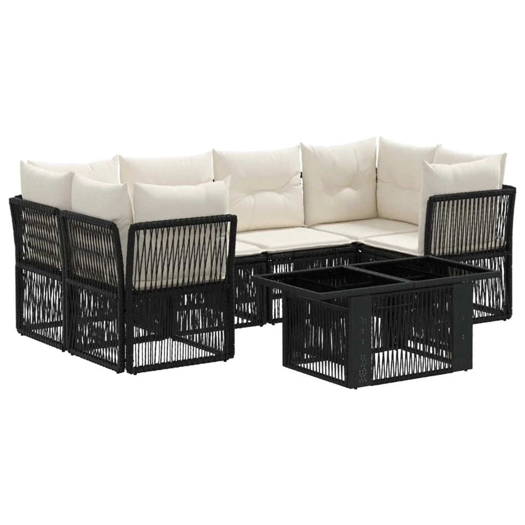 Set Divano da Giardino 7 pz Nero polyrattan 3436423