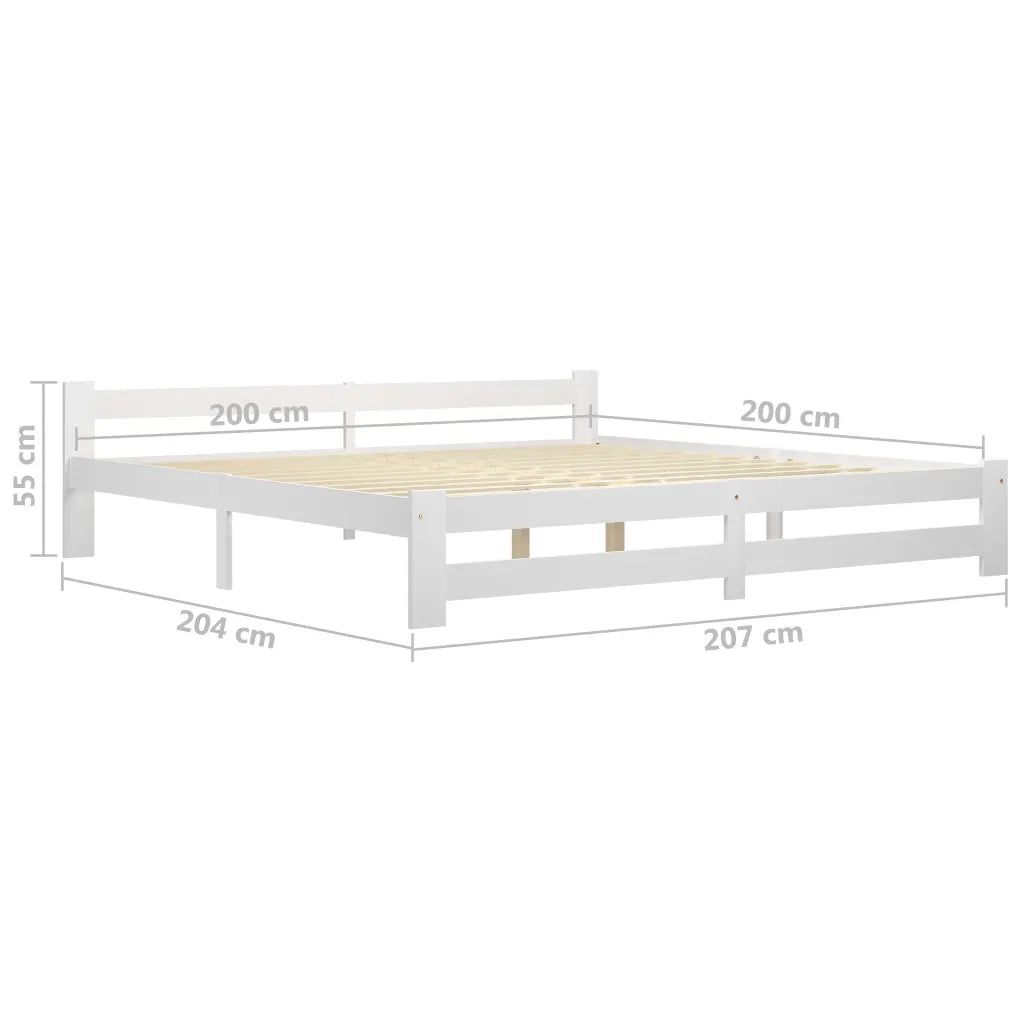 Giroletto senza Materasso Bianco 200x200 cm Legno Massello Pino 322004