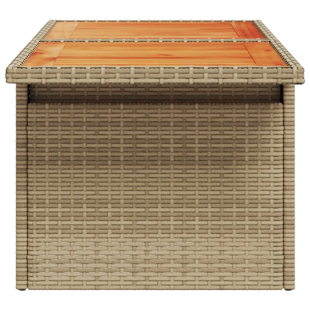 Tavolo da Giardino | Tavolino da esterno Beige 100x55x73 cm Polyrattan e Legno Acacia