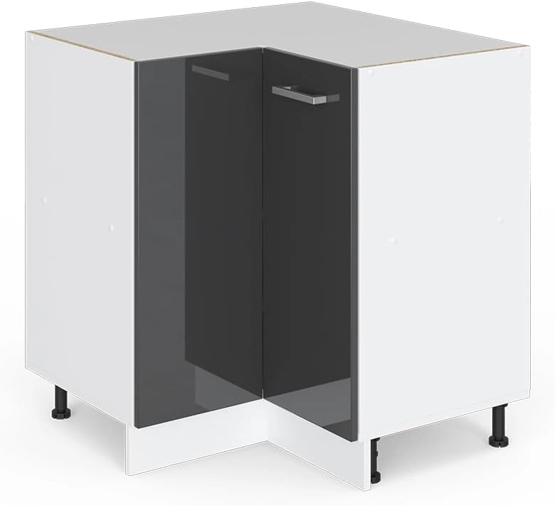Mobile ad angolo cucina R-Line, Antracite lucido, 75.6 cm senza piano di lavoro, per la libera combinazione all'interno di sistemi cucina modulari
