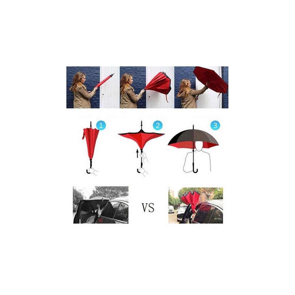 Trade Shop - Ombrello Reversibile Apertura Inversa Auto Casa Rovesciato Anti Pioggia Moda -