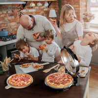 Forno pizza elettrico Ø32cm max 400°, con pietra refrattaria, vetro di controllo e timer