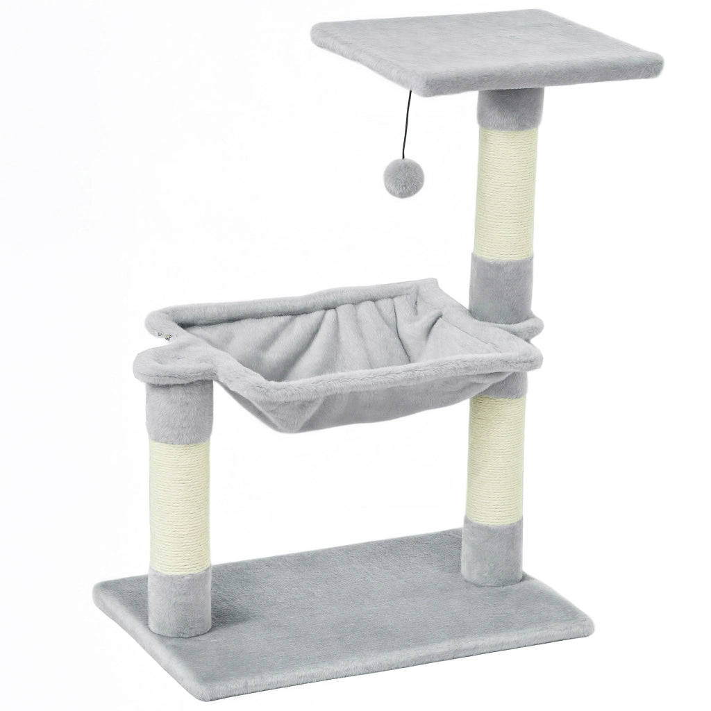 Arbre ¨¤ chat con 3 griffoirs sisal plateforme hamac ¨C zephmum ¨C 50x26x70 cm grigio