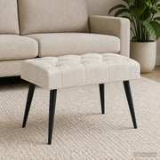 Panchina con bottoni imbottiti Crema 60 x 40 x 45 cm Velluto 42038551