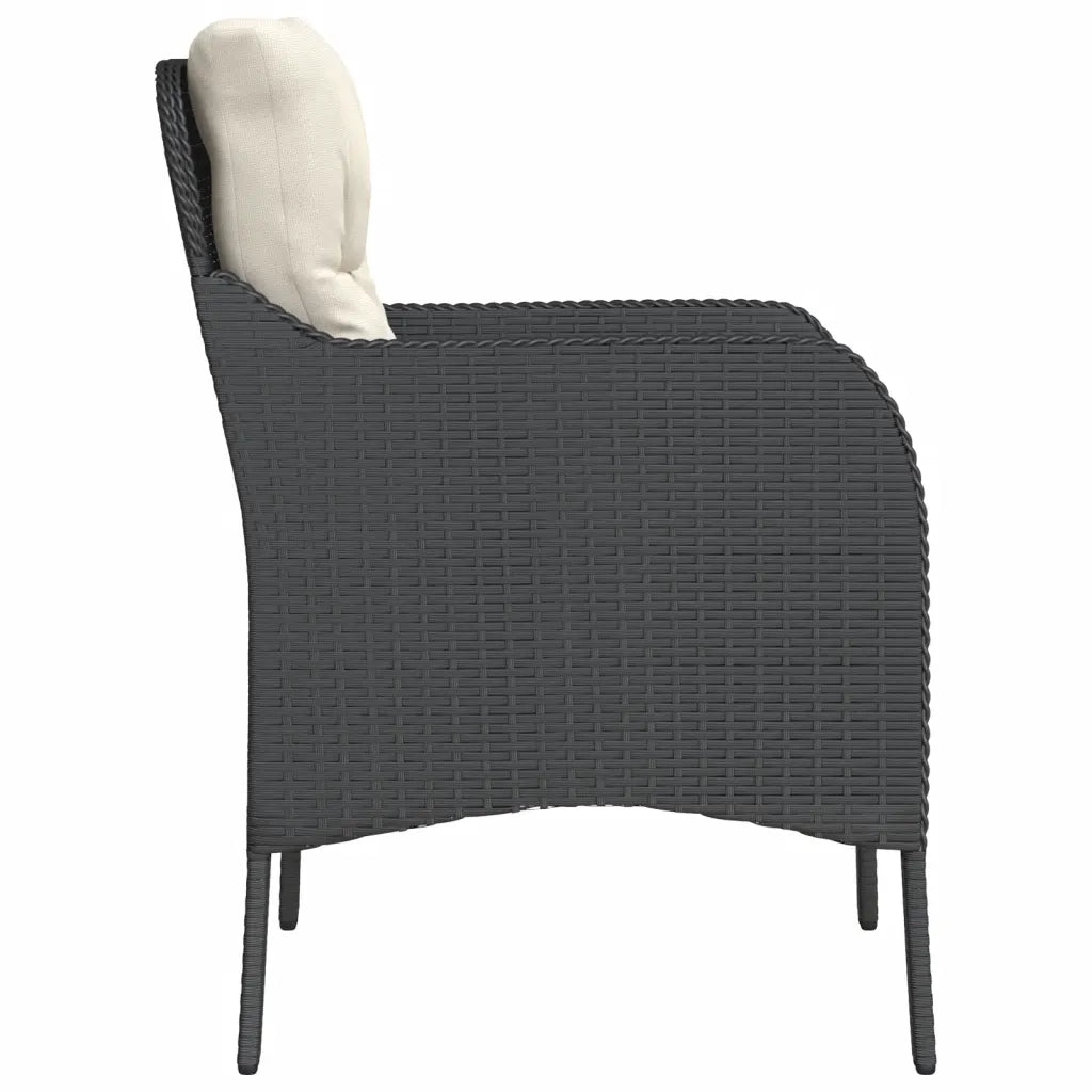 Sedie da Giardino con Cuscini 2 pz | Sedie da Esterno Nere in Polyrattan