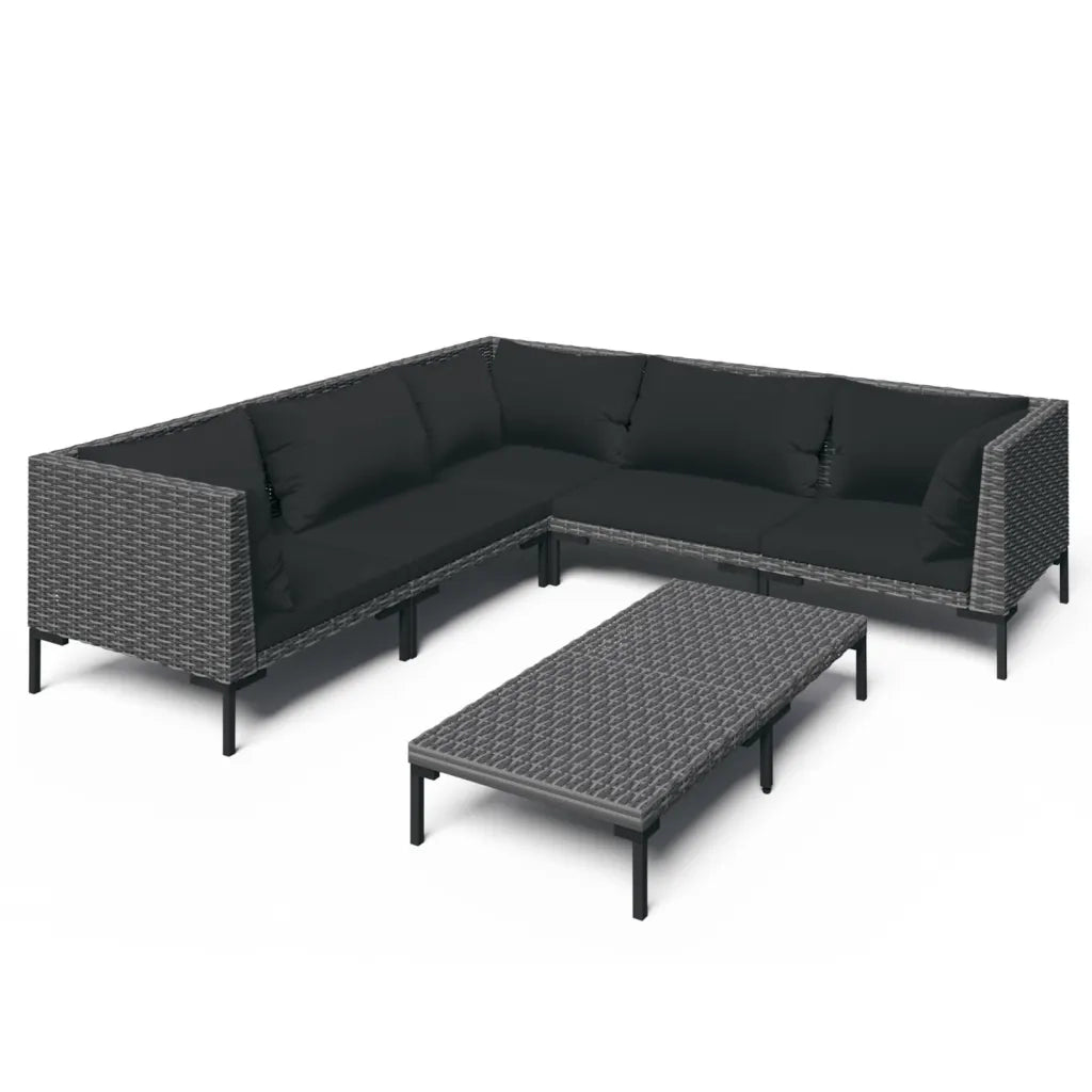 Set Divani Giardino 6 pz con Cuscini in Polyrattan Grigio Scuro cod mxl 41902