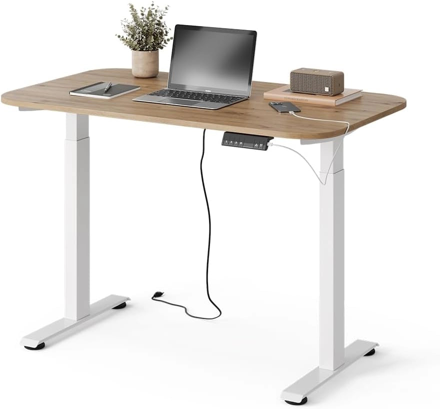 Scrivania Elevate, Bianco/Artisan, 120 x 70 cm 2 motori, per la regolazione elettrica dell'altezza per un lavoro ergonomico