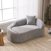 Chaise longue 2 posti - con seduta profonda e cuscino - in ciniglia e schiuma - grigio chiaro