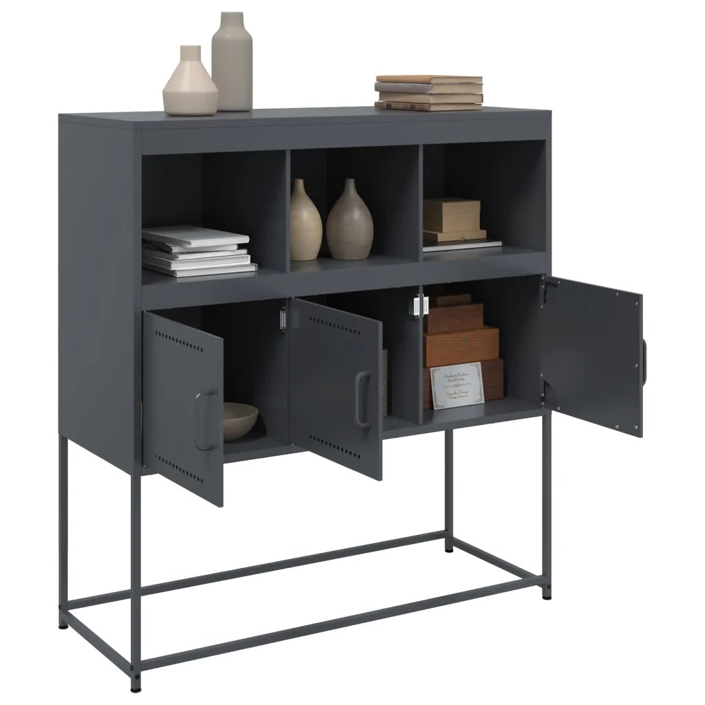 Credenza | Madia | Buffet da pranzo | Armadio da pranzo Antracite 100,5x39x107 cm in Acciaio