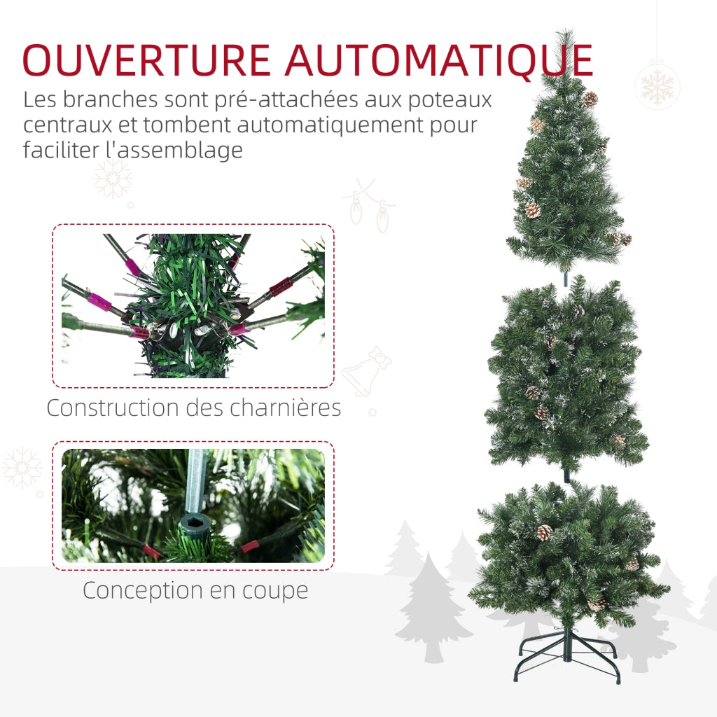 Albero di Natale Artificiale con 618 Rami Innevati ¨C zephmum ¨C Supporto in Acciaio Pieghevole