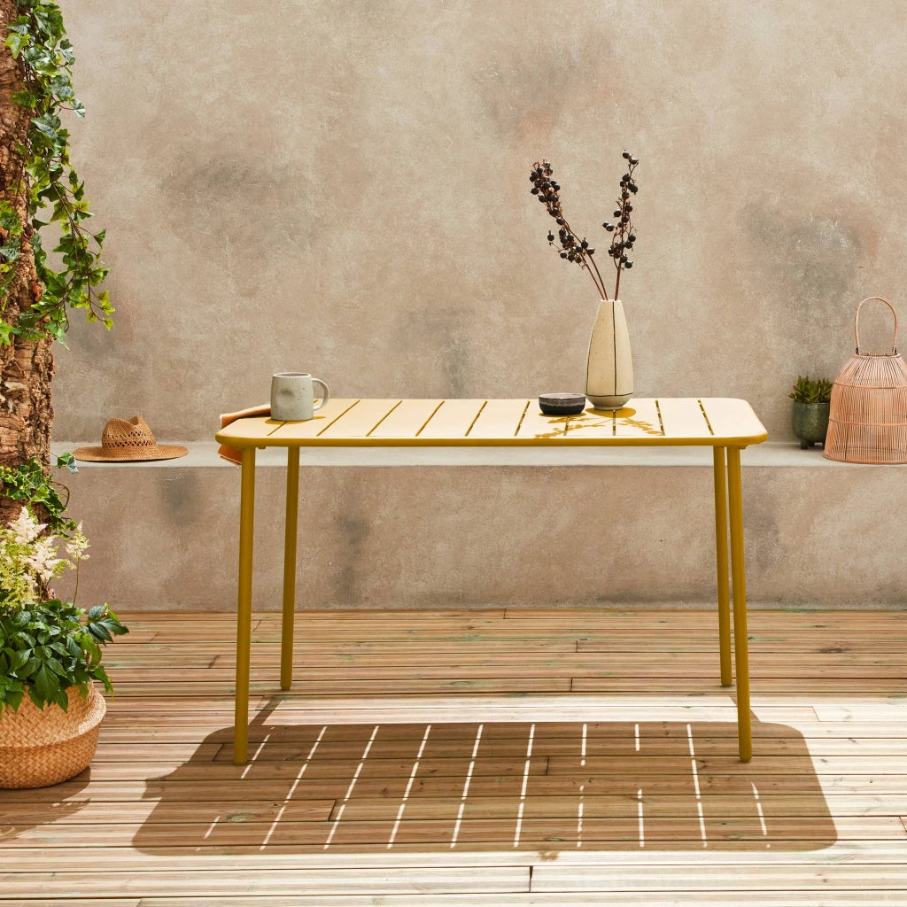 Tavolo da giardino in acciaio, 4 posti, 120cm, ocra