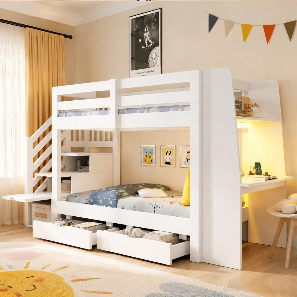 letto a castello in legno bianco 90 x 200 cm