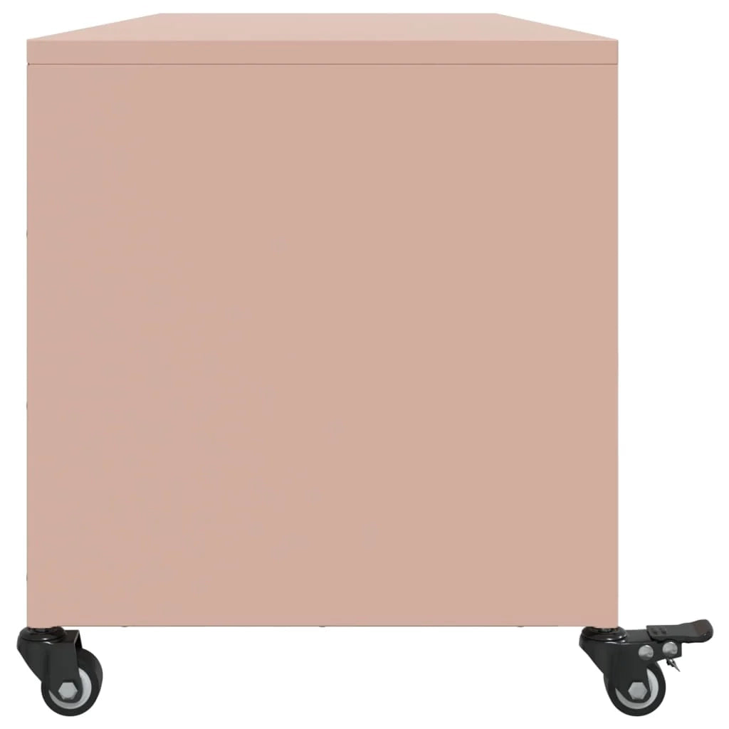 Mobile TV multimediale mensola TV credenza TV sala da pranzo soggiorno camera da letto rosa 100,5 x 39 x 43,5 cm acciaio rosa 02_0028280