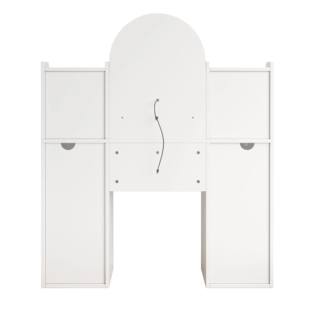 Toeletta con 3 cassetti; 2 vetrine e LED per camera da letto; 120×40×139.5 cm; bianco
