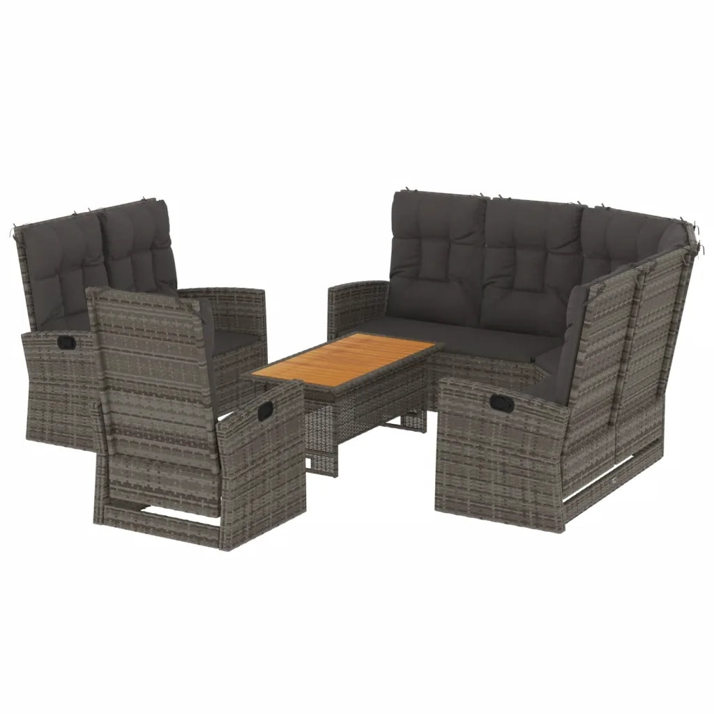 Set Divani da Giardino 4 pz con Cuscini in Polyrattan Grigio 362180