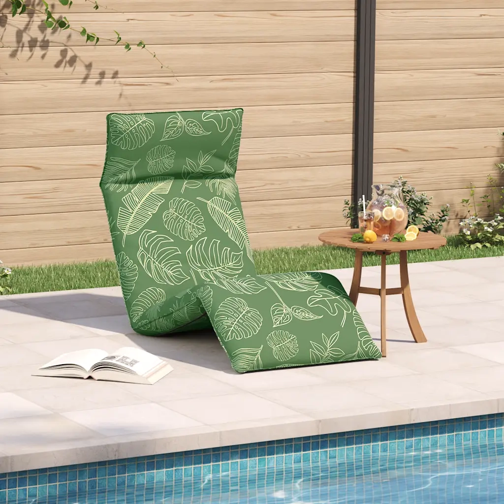 Lettino Pieghevole Motivo a Foglie 175x54x8,5 cm Tessuto Oxford
