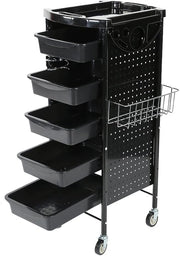 Carrello di Stoccaggio a 6 Livelli con Cestino Sospeso - Pneumatici Resistenti