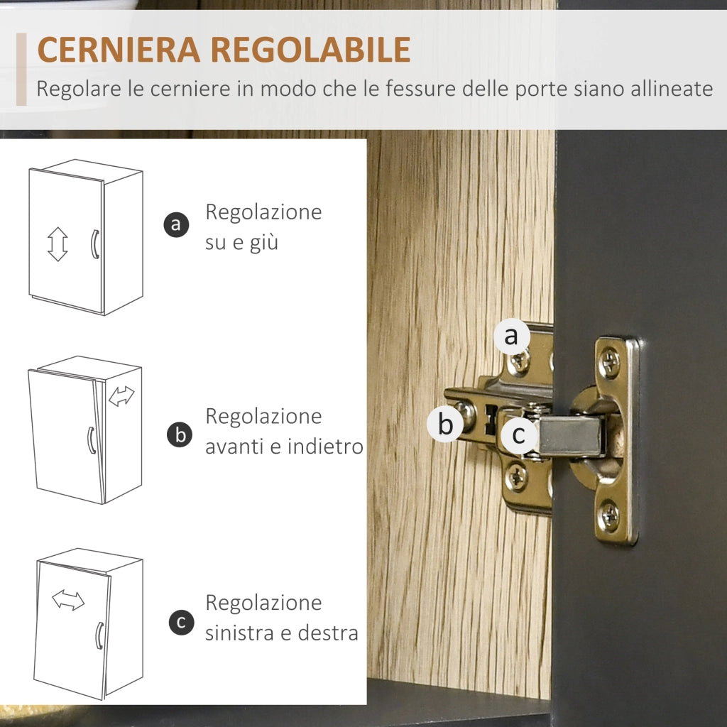 Credenza Cucina Moderna ¨C zephmum ¨C Grigio Rovere Chiaro Legno 90x39x169cm