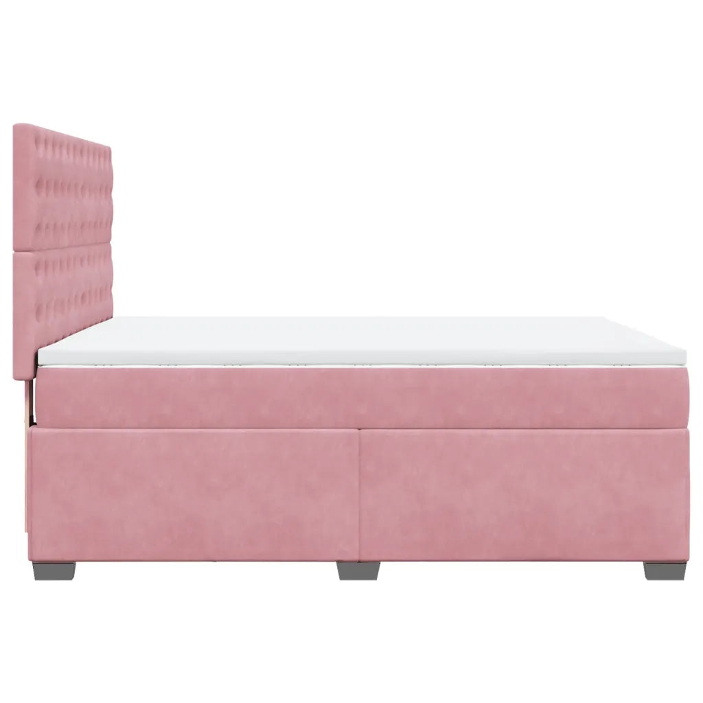 Giroletto a Molle con Materasso Rosa 160x200 cm in Velluto 3290971