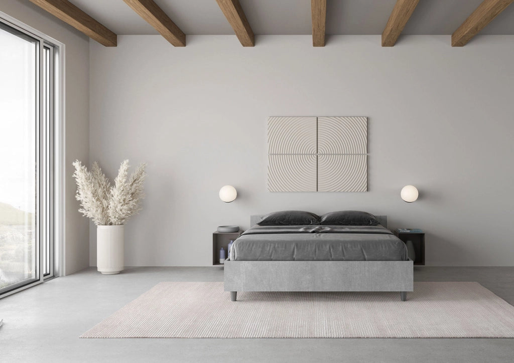Letto matrimoniale francese contenitore 140x200 quercia Nuamo
