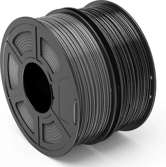 Filamento per Stampante 3D 1,75 mm Nero + Grigio - Precisone Dimensionale +/- 0,02 mm - 1 Kg Per Bobina - Pacchetto da 2 - Filamento di Alta Qualità