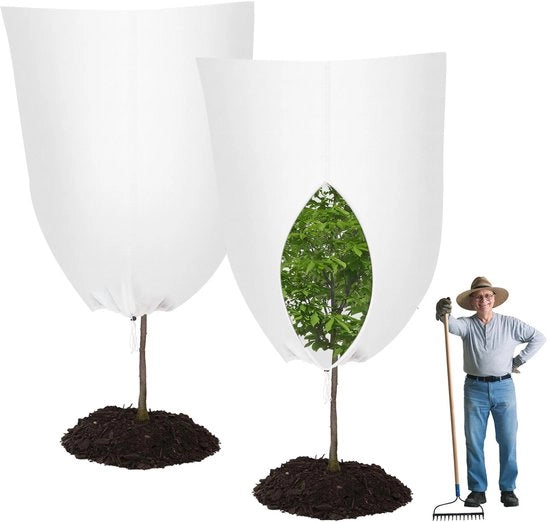 2-pack Protezione per piante Mantello adesivo impermeabile per piante da vaso con cavo di tiraggio Protezione per alberi e palme Protezione contro il gelo Sacchetto per piante con chiusura a raccordo Dimensioni 120x80 cm