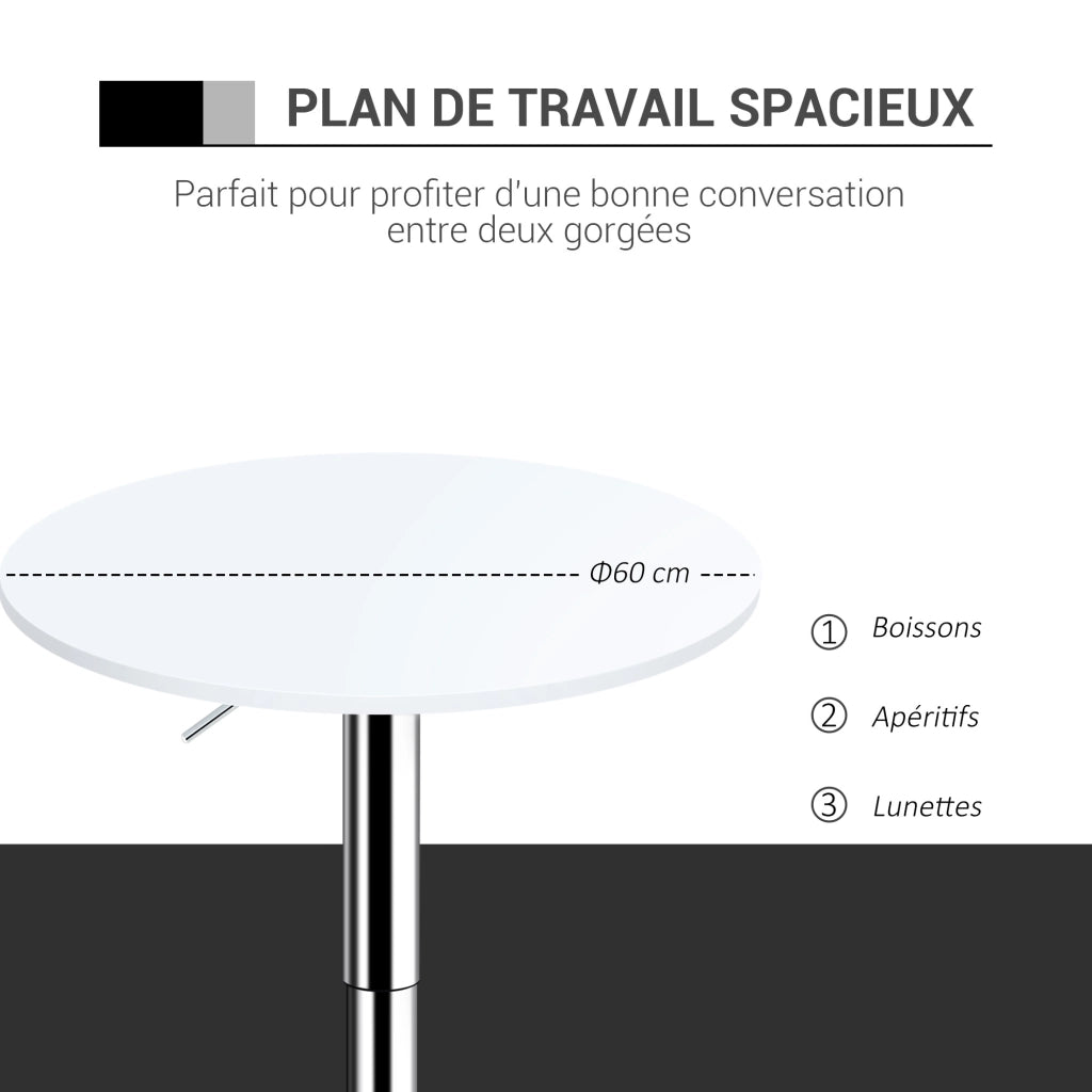 Tavolo da bar rotondo regolabile con piano girevole ¨C Minimal ¨C base in metallo 69-93 cm