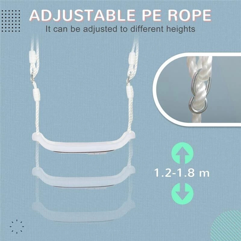 ALTALENA PER BAMBINI 9-36 MESI IN PP E PE CON CORDA REGOLABILE E LUCI LED, 39X16.5X120-180 CM, BIANCO