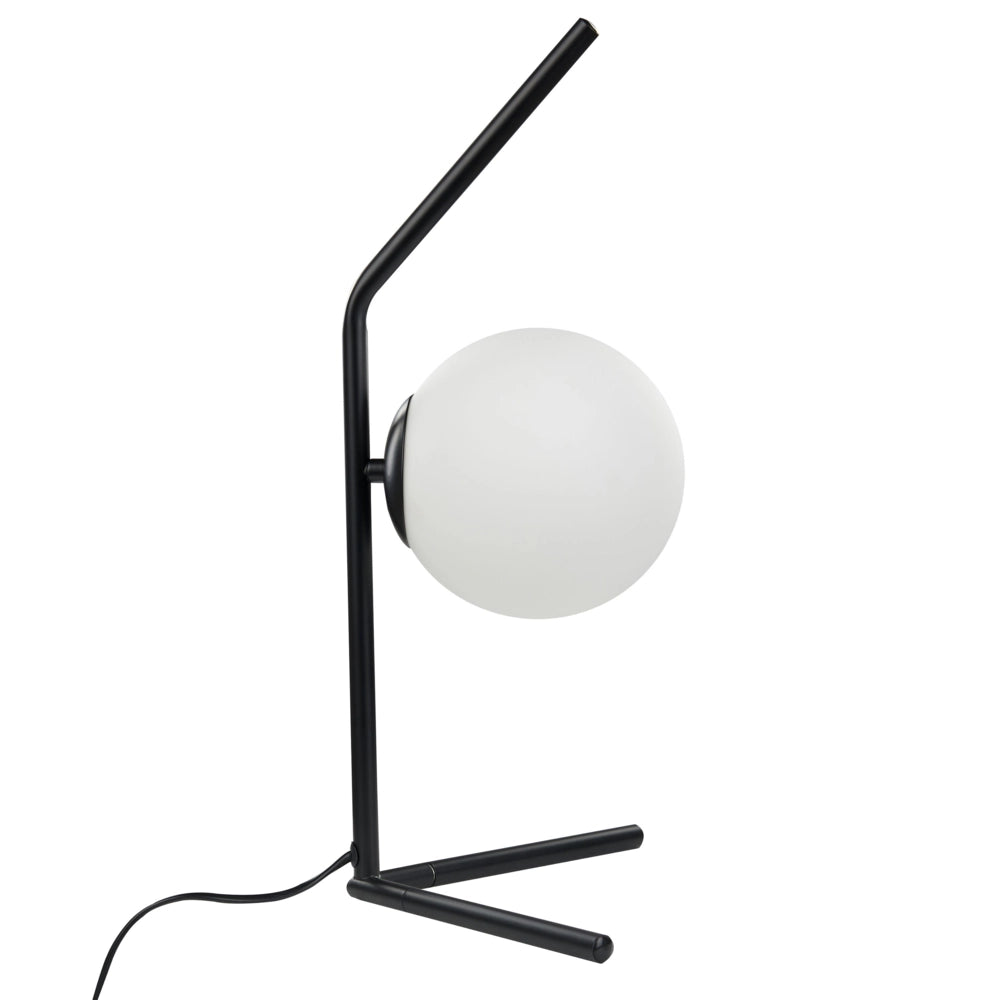 Lampada da tavolo bianca e nera con paralume in vetro Asta in ferro 47 cm Telaio Luce singola Design moderno Accessori per la casa Soggiorno
